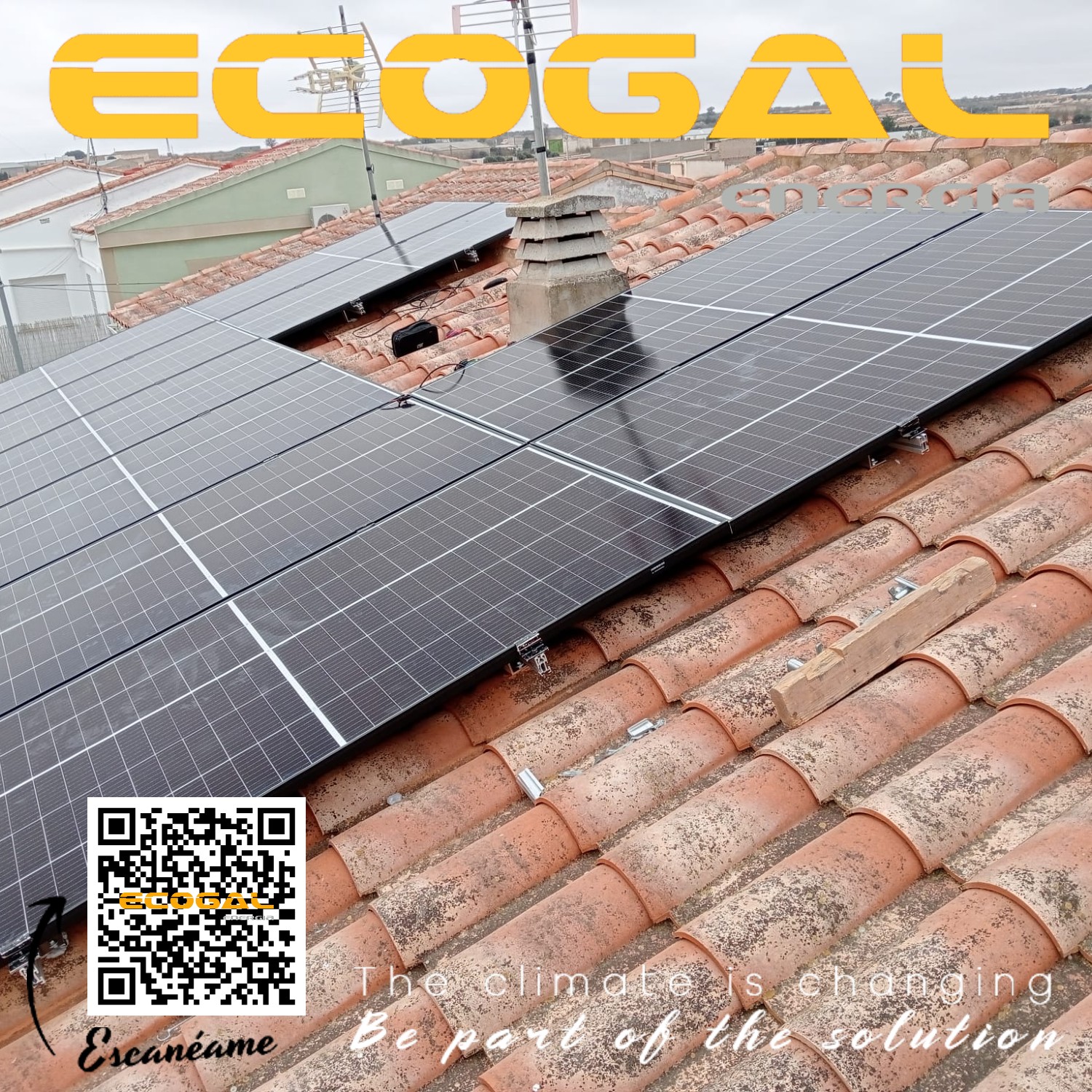 Instalación de paneles solares en una vivienda de Ledaña(Cuenca) de 5 kWp.